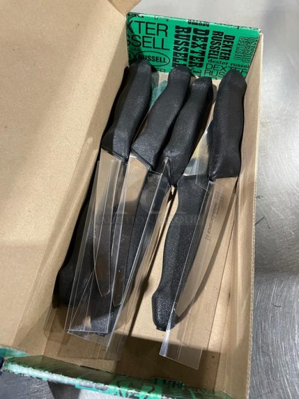 Dexter Russell Prodex 6" Curved Semi-Flex Boning Knife, Model PDSH131-6ST, new condition, black grip handle.