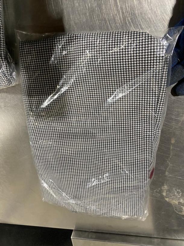 New Chefwear CW11 black & white chef pants, medium size, in original packaging.