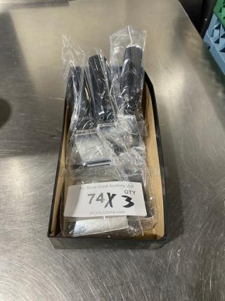 Dexter Russell Sani-Safe hamburger turners, model S286-4, new in packaging with black grip handles; set of three.