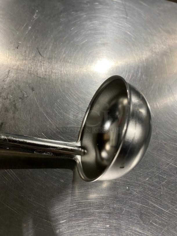 Polar Ware stainless steel 4 oz ladle, commercial grade, new condition, sleek design, durable construction.