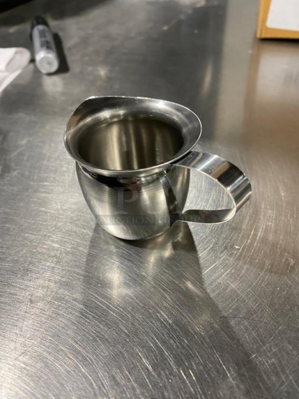 NEW! ABC Commercial Stainless Steel 3 Oz Bell Creamer, Model BCR3, shiny finish, new condition.