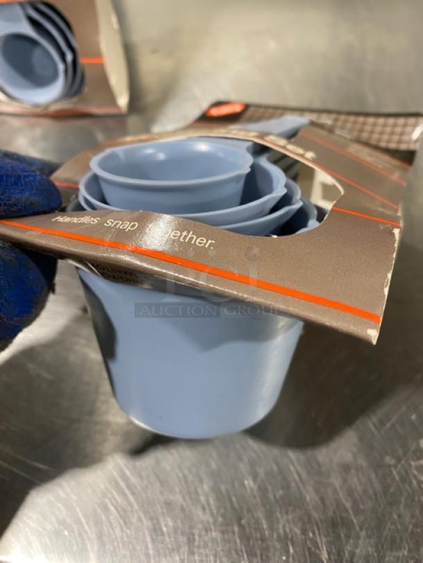 Foley Commercial Blue 5 Cup Measuring Set, Model 0255036, new condition, features stackable design and snap-together handles.