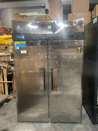 Turbo Air M3 Series stainless steel 2-door reach-in freezer, Model M3F47-2, Energy Star certified, poly coated racks.