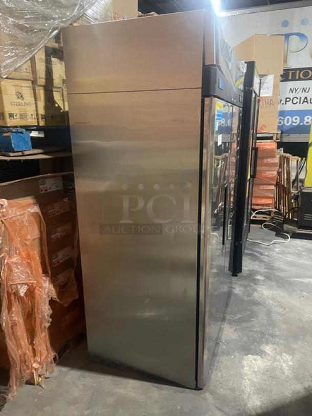 Turbo Air M3 Series 2-Door Reach-In Freezer, stainless steel, Model M3F47-2, Energy Star, with poly-coated wire racks.