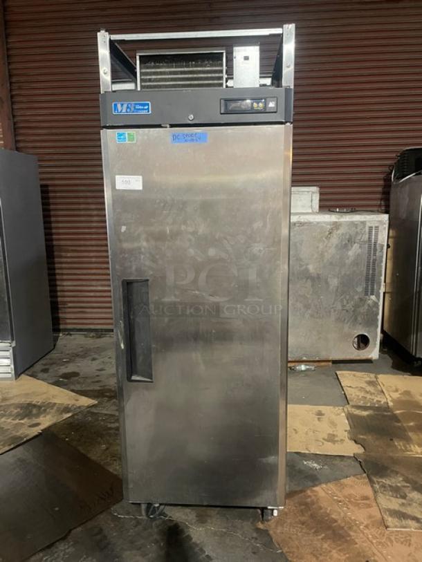 Turbo Air M3 Series stainless steel reach-in freezer, Model M3F24-1, on casters, with poly coated racks, Energy Star certified.