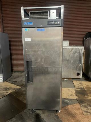 Turbo Air M3 Series stainless steel reach-in freezer, Model M3F24-1, on casters, with poly coated racks, Energy Star certified.