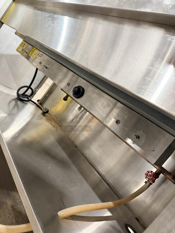 Atlas Metal stainless steel electric 4-well hot/steam table with sneeze guard, model WIHD&M4, on casters, 208V, 1 phase.