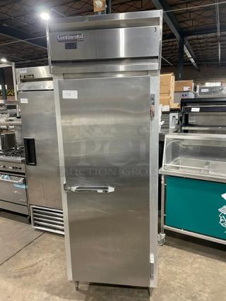 Continental One Door Reach In Freezer! All Stainless Steel! Model DL1FE Serial 13548061! 115V 1 Phase! On Legs! - Item #1222315