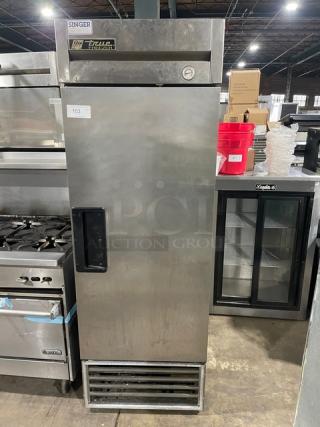 True T23F one-door reach-in freezer, stainless steel, Model T23F, Serial 13209831, 115V, 1 phase, used condition.