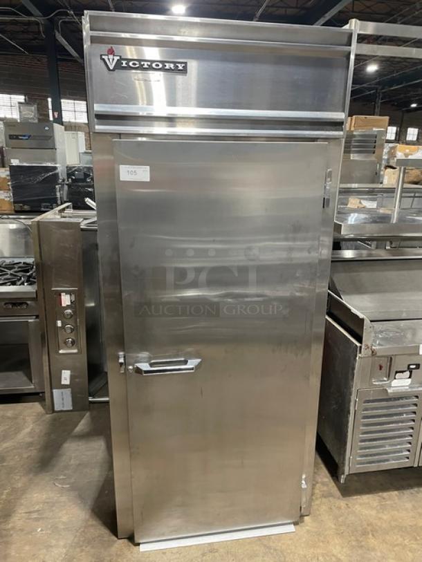 Victory Roll-In Refrigerator, Model 1TS-1D-S7-PT, stainless steel, single door, serial M0391651, ideal for dough storage.