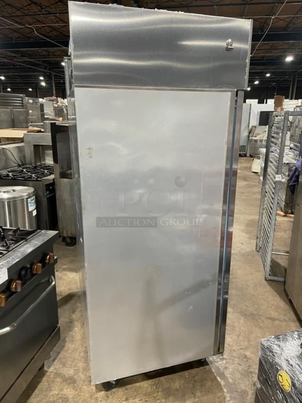 Delfield 6051-S 2 solid door reach-in cooler/refrigerator, stainless steel, on casters, 115V, 1 phase, used condition.