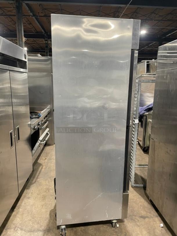 True T23DT split door cooler/freezer combo on casters. Stainless steel, 115V, 1 phase. Serial 7477212.