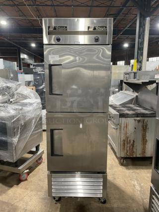 True Split HALF/HALF Cooler/Freezer Combo, Model T23DT, Serial 6816223, 115V 1 Phase, stainless steel, on casters.