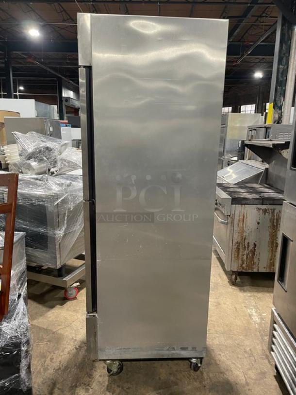 True Split HALF/HALF Cooler/Freezer Combo, Model T23DT, Serial 6816223, 115V, 1 Phase, on casters, used condition.