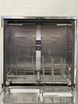 LABCONCO under counter dishwasher, stainless steel interior, open door view, good condition, adjustable rack system.