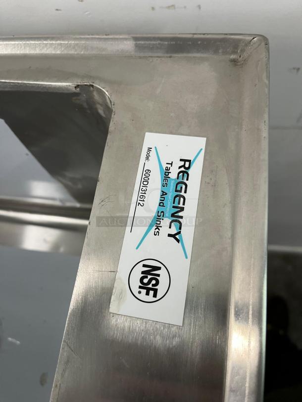 BRAND NEW Regency 16-Gauge Stainless Steel Drop-In Sink, Model 600DI31612, with NSF label, three compartments.