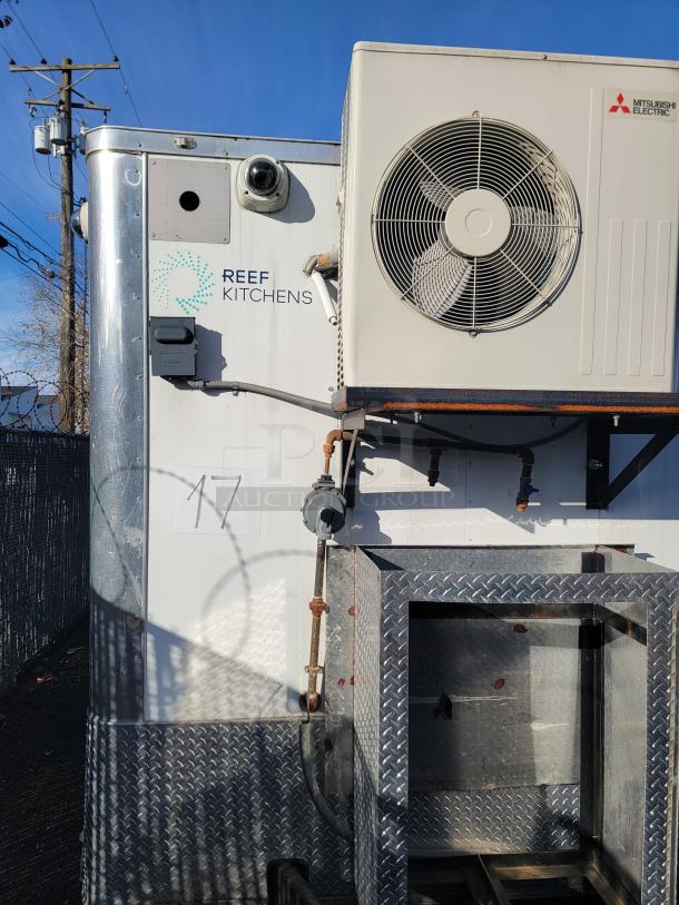 2020 16' Diamond Cargo Food Trailer with Mitsubishi A/C, labeled "REEF KITCHENS," in good condition.