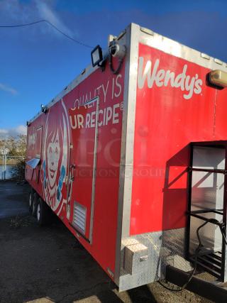 2021 28' Texino Food Trailer with Wendy's branding, equipped with CaptiveAire exhaust, Henny Penny fryer, and Turbo Air refrigeration.