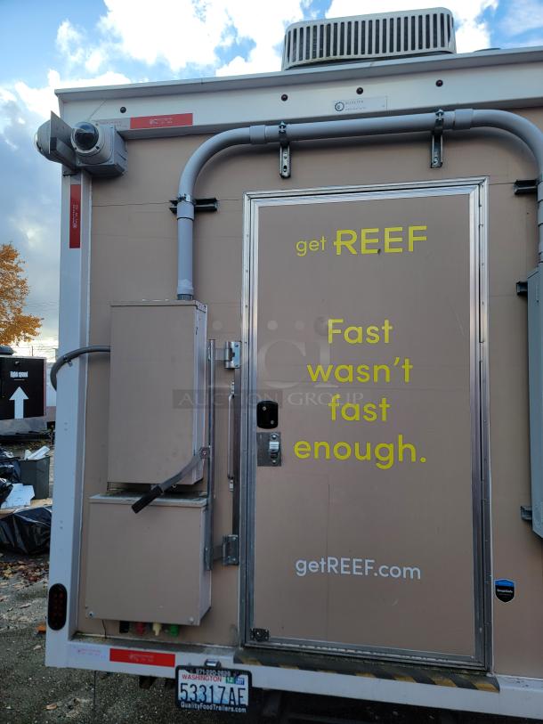 24' Quality food trailer with stainless steel construction, Turbo Air refrigeration. "getREEF" branding on door. Ready for use.