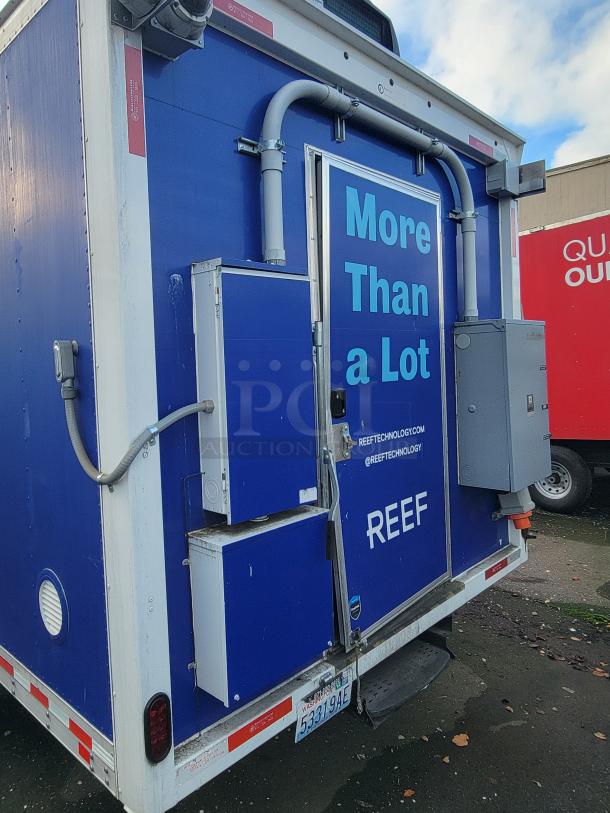 2020 Quality 24' Food Trailer, blue with "REEF" branding, ready-to-use, excellent condition, equipped for various cuisines.