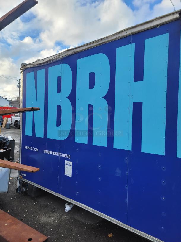 2019 Quality 24' food trailer, blue exterior, clean condition, blank interior, ready for custom design and equipment.