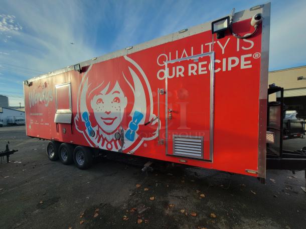 2021 Texino 28-foot food trailer, Wendy's setup, red exterior, commercial equipment, stainless steel interior, turnkey condition.