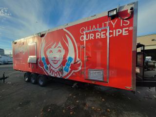 2021 Texino 28-foot food trailer, Wendy's setup, red exterior, commercial equipment, stainless steel interior, turnkey condition.