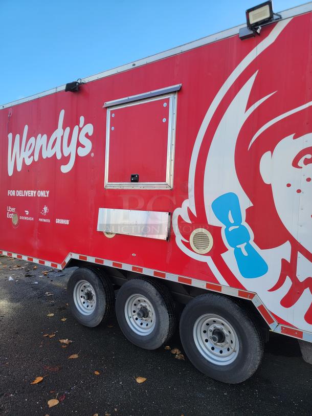 2021 Rock Solid Cargo 28' Mobile Kitchen Trailer, Wendy's branding, fully equipped, high-volume capacity, excellent condition.
