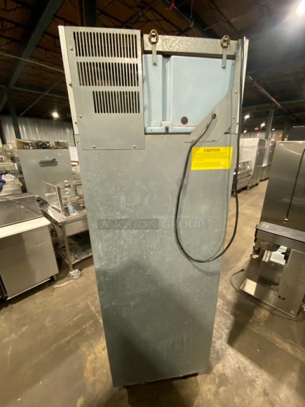 Hoshizaki RH1AAC stainless steel reach-in refrigerator, Energy Star certified, with poly coated rack, on casters.