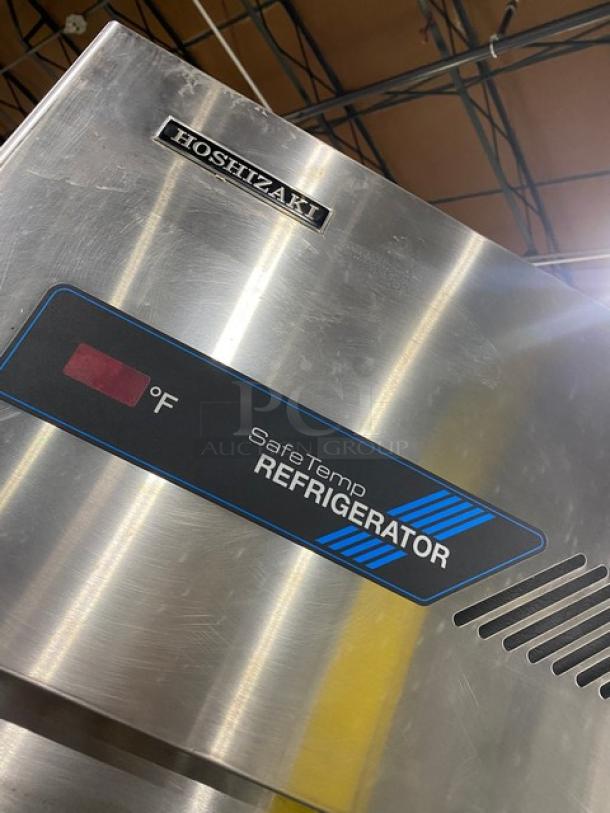 Hoshizaki SafeTemp Series stainless steel single door refrigerator, model RH1-AAC, Energy Star certified, with label showing brand and temperature display.