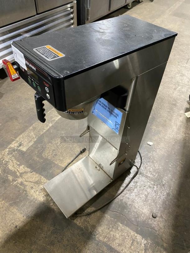 Bunn ITCB-DV commercial tea/coffee brewer, stainless steel, digital controls, hot water dispenser, 120V, good condition.
