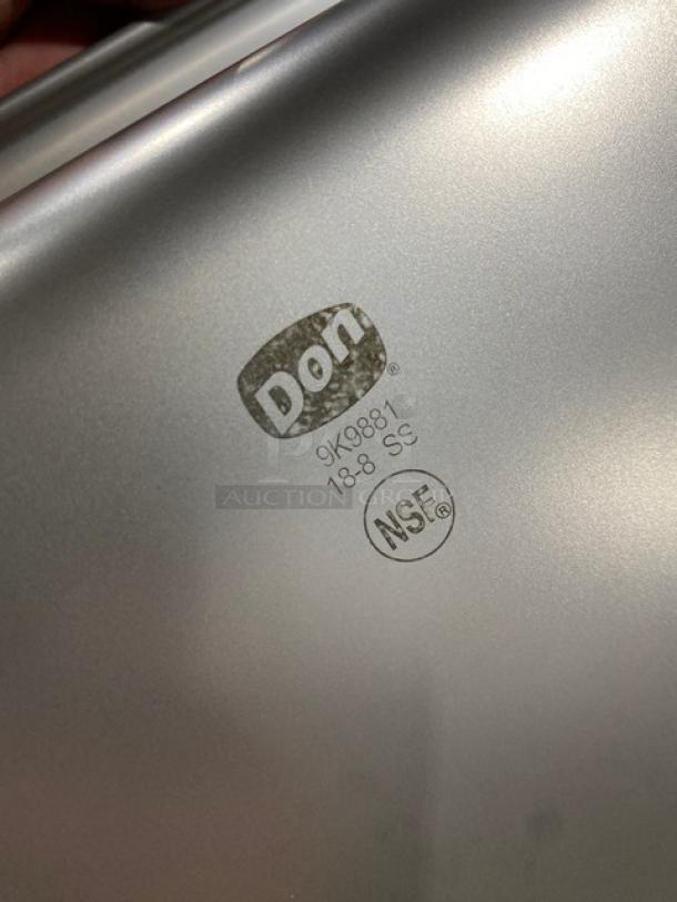 Don Commercial 9K9881 stainless steel pan, full-size, 2.5" deep, anti-jam, NSF certified. New condition.