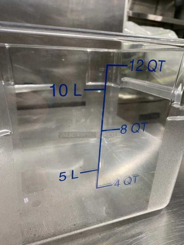 NEW Carlisle 12 Qt. Square Food Storage Container, Clear Polycarbonate, Model 1072407, Commercial Grade.