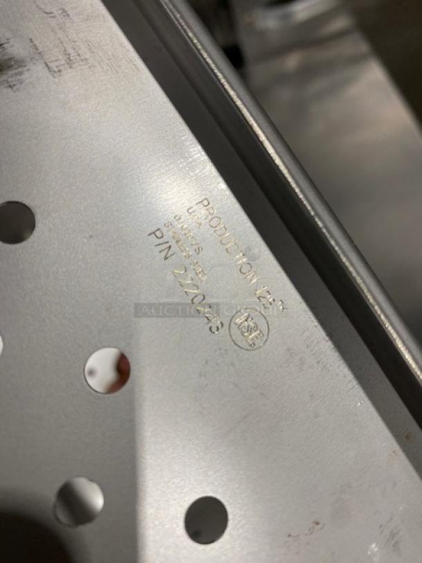 NEW commercial stainless steel half-size 4" deep perforated hotel steamtable pan, model 2220243, NSF marked.