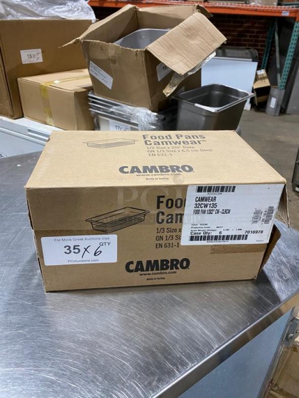 Cambro Camwear 1/3 Size 2" Deep Food Pan, Model 32CW135, in sealed box. New condition, clear polycarbonate.