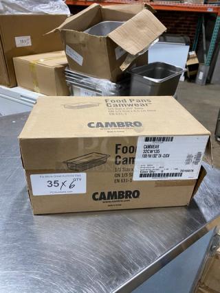 Cambro Camwear 1/3 Size 2" Deep Food Pan, Model 32CW135, in sealed box. New condition, clear polycarbonate.