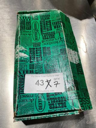 New Dexter Russell Sani-Safe 6'' deboning knife, model EP136ST, with orange grip handle in original packaging.