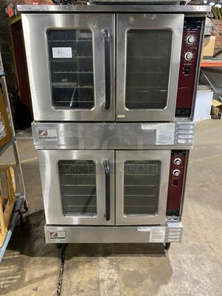 Southbend Commercial Stainless Steel Natural Gas Powered Double Stacked Convection Oven! With Wired Oven Rack! Model: GS-25SC SN: 99C59855T/C9C59855B! On Legs! 2X Your Bid Makes One Unit! - Item #1221782