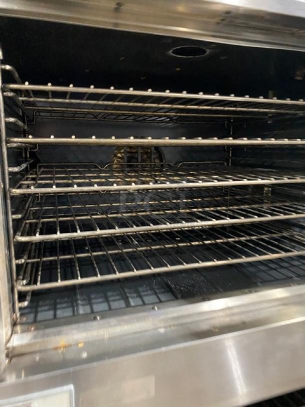 Southbend GS25SC double stacked convection oven, stainless steel, natural gas, wired rack, model number 99C59855T/C9C59855B.