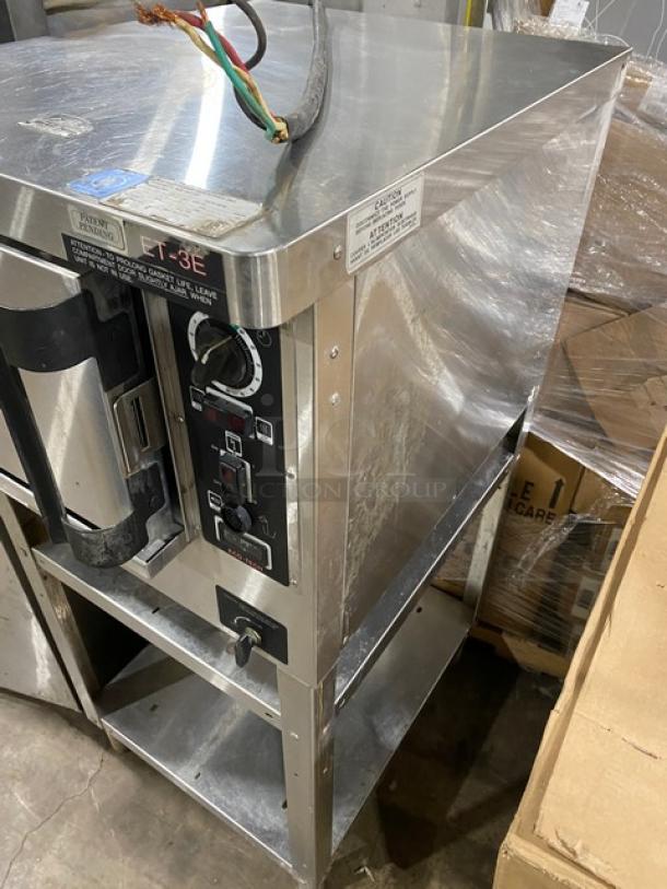 Market Forge Eco-Tech ET-3E stainless steel pressure steamer, electric, single compartment, 208V, 3-phase, with undershelf stand.
