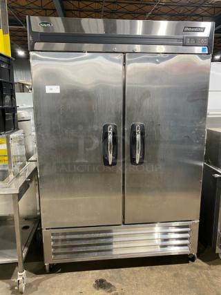 Norlake Advantedge Series Commercial Stainless Steel Solid 2 Door Reach-In Refrigerator! Energy Star Certified! With Digital Display & Poly Coated Wired Racks! Model: R49-S SN: R49S-12080082! 115V 1 Phase! On Casters! - Item #1221787