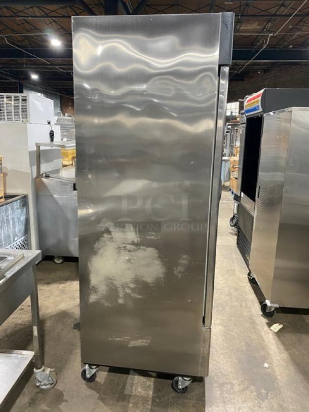 Norlake Advantedge Series 2-door stainless steel refrigerator, model R49S, Energy Star certified, with digital display, casters.