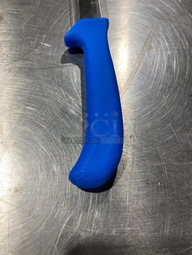 Dexter Russell Sani-Safe deboning knife, Model EP156HG, with stainless steel blade and blue grip handle. New condition.