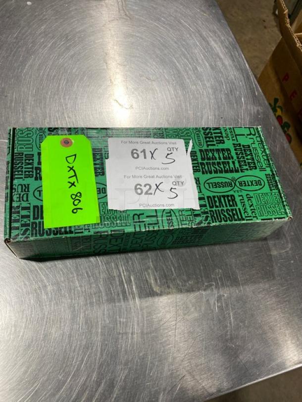 Dexter Russell Prodex Series boning knife in box, model PDSH131-6ST, features black grip handle. Box marked "DEXTR 806."