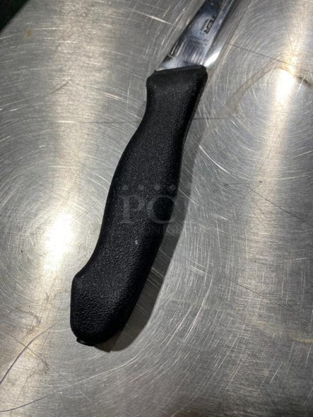 Dexter Russell Prodex boning knife, model PDSH131-6ST. New condition, black grip handle, stainless steel blade.