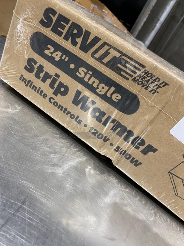Servit 24" Single Strip Warmer, Model 423SWI24, in box. Features infinite controls, 120V, 510W power. New condition.