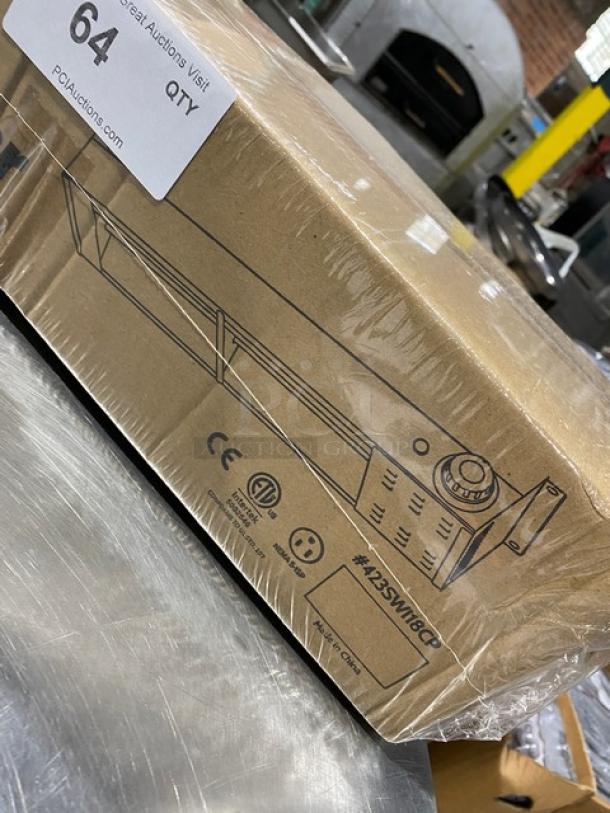 New Servit 18" Single Strip Warmer, Model 423SWI18CP, in original packaging. Features infinite controls, 120V, CE and UL listed.