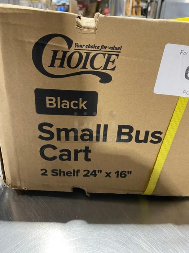 Choice Commercial 2 Shelf Bus Cart, Model 109CARTBS2BK, New in Box, Black, 24"x16".