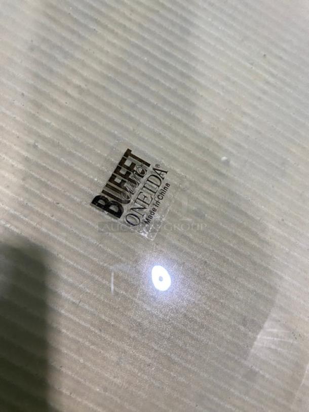 Oneida Buffet Euro Series clear wave-style glassware, model GW2811, with label "BUFFET by Oneida."