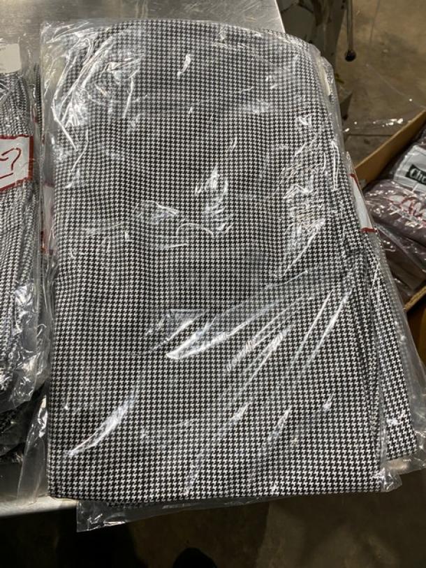 New Chefwear CW3900 chef pants, black & white, small size, in packaging.